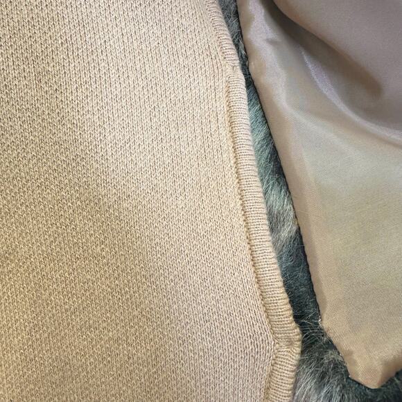 Anne Klein camel tan knit sweater jacket with faux fur collar Size medium - Picture 14 of 15